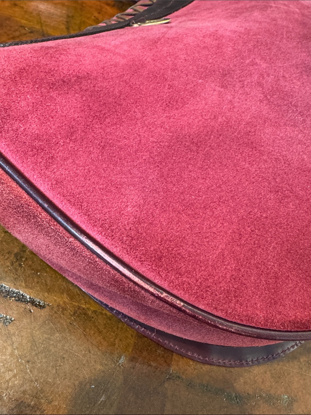 Mulberry Vintage (1980s) Burgundy Woven-Trim Shoulder Bag - Picture 15 of 16